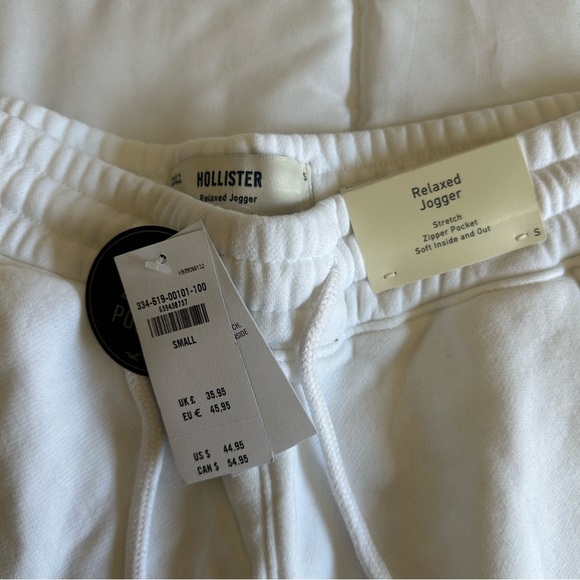 New White Hollister Relaxed Joggers Size Small - Picture 2 of 4